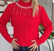 Piękny Sweter damski z perłami 