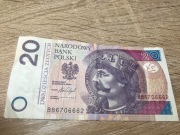 Banknot 20zł seria besti trzy 666 Polecam 2016r.