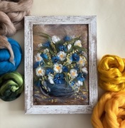 Ręcznie wykonany obraz z wełny czesankowej. CHABRY.