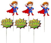 Pikery dekoracyjne na Dzień Chłopaka zestaw 6 ozdób do muffinek,babeczek