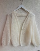 Delikatny kardigan moher z jedwabiem. Handmade 
