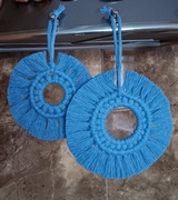 makrama, ozdoba ścienna (kwiat / gwiazda), niebieska bawełna, handmade