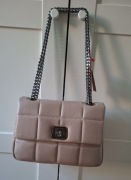 Torebka w stylu szanelki, pikowana, kolor beż taupe