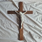 Duży stary Krzyż 59 cm lata 80' Krzyż z Panem Jezusem 