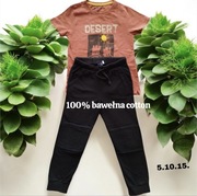 Zestaw 5.10.15. czarne spodnie dresowe koszulka t-shirt 100% bawełna 128