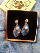 Długie kolczyki wiszące handmade z prawdziwymi kwiatami kocanki