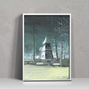 Kościółek z Katowic - akryl na kartonie 15x20cm