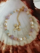 Bransoletka kamienie ważka perły Akwamaryn ametyst księżycowyregulacja