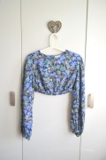 Laurella crop top kwiaty fiolet lawendowy floral print S