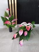 kompozycja nagrobna z bukietem  - komplet z kalii