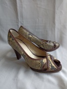 Czółenka sandałki open toe wąż wzór 3D skóra naturalna 38