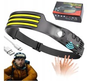 LATARKA LAMPKA CZOŁOWA CZOŁÓWKA COB CZUJNIK RUCHU LED USB