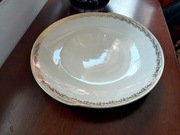 PRL Tułowice stara patera na ciasto ecru złocona