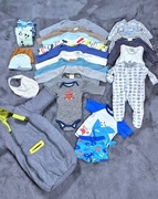 Paka ciuszków dla chłopca zestaw ubrań 50-68cm body śpiochy pajacyki