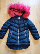 Kurtka zimowa granatowa futerko dziewczęca 110 carry kids pikowana 