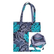 Torba na zakupy bawełniana - Liście Monstera - turkus