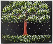 obraz "Zielone  Drzewo". Akryl 25x30. Ręcznie mal.