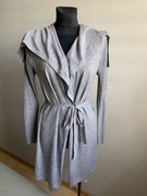 Tricot sweter sukienka wiazana 100 % wełna merino cienka szara M L 38 40