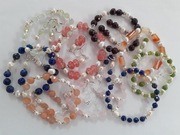 KOMPLET BIŻUTERI Z KAMIENI - bransoletka i kolczyki - różne kamienie