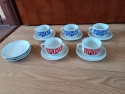 5 x filiżanki z podstawkami do kawy - porcelana POZZANI Made in Brasil.