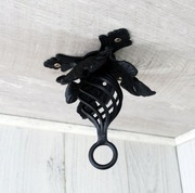 Wieszak Hak Uchwyt sufitowy kuty na doniczkę - Czarny RAL 9005 (W07)