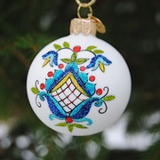 Bombka szklana - haft kaszubski żukowski (mała) - polskie rękodzieło