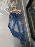 Spodnie jeansowe dżinsowe z cekinami r.116