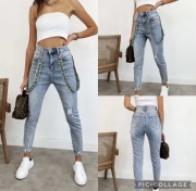 Jeansy M. Sara z szelkami wysoki stan