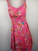 Sukienka damska VIGOL różowa kwiaty XS S floral rozkloszowana wiązana 