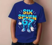 KOSZULKA DZIECIĘCA NIEBIESKA SIX SEVEN 67 STEAL A BRAINROT ROBLOX 128 - 140