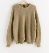 Lindex zielony khaki wełniany sweter wełna zima jesień ciepły miły XS