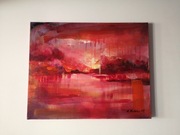 Obraz ręcznie malowany na płótnie 40x50 cm - abstrakcyjny pejzaż