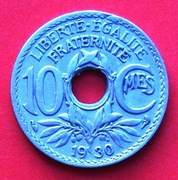 10 Centymów  1930  r  -  Francja    Gałąź oliwna    