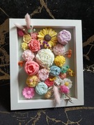 Ramka z kompozycją z kwiatów sojowych ,prezent ,wieczne kwiaty 