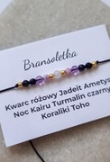Bransoletka z kamieni naturalnych jadeit kamień księżycowy ametyst
