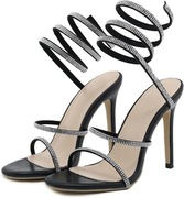 sandały damskie na wysokim obcasie szpilki francuska wstążka z diamentami 