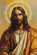 Obraz Jezus Chrystus 50x80 cm | złote tło | styl sakralny