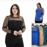 Bluzka elegancka z bawełny prążkowanej 