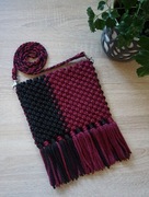 Czarno bordowa torebka boho na ramię