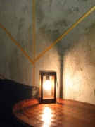 Lampa stołowa drewniana, lite drewno, palisander
