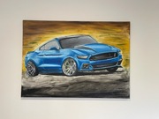 Obraz olejny Mustang, ręcznie malowany. 