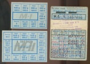 Kartki na mięso PRL 1989r. M1-dla umysłowych 2,5kg i M2 dla fizycznych 4kg.