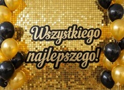 120 cm Napis Wszystkiego najlepszego! czarno złoty 3D ścianka dekoracja