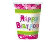 Kubki papierowe HAPPY BIRTHDAY różowy 270 ml