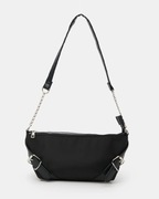 Nowa mała torebka na ramię z metalowymi klamrami czarna torebka Sinsay