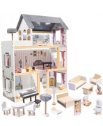 DREWNIANY domek dla LALEK LED WILLA XL MDF mebelki meble 78cm
