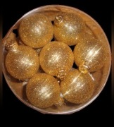 Bombki szklane złote brokatowe 30mm 15szt