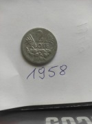 2 złote już z 1958 roku. Unikat. Okazja.Licytacja