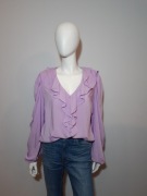 Bluzka liliowa George falbany
