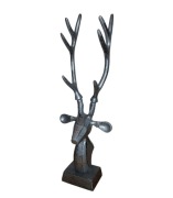 Figurka rzeżba głowa jeleń metalowy srebrny Nowy H43cm